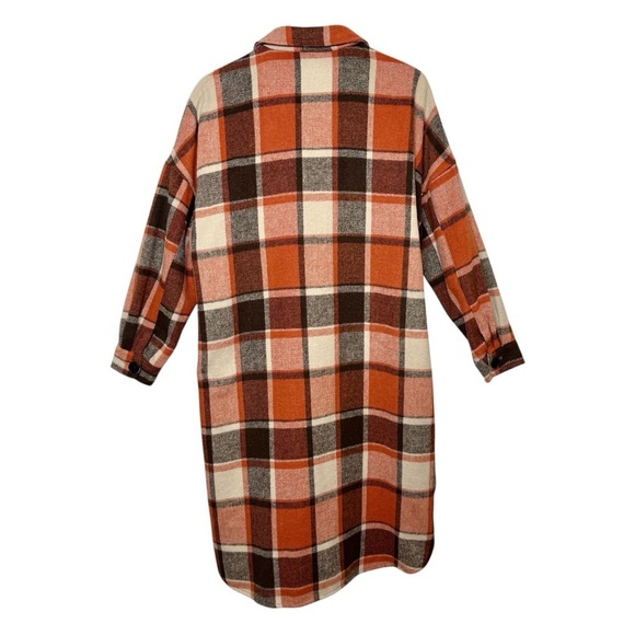American Singer Orange Plaid Inspired By Cover Art Fall Oversized Shacket Sz M - Picture 11 of 14